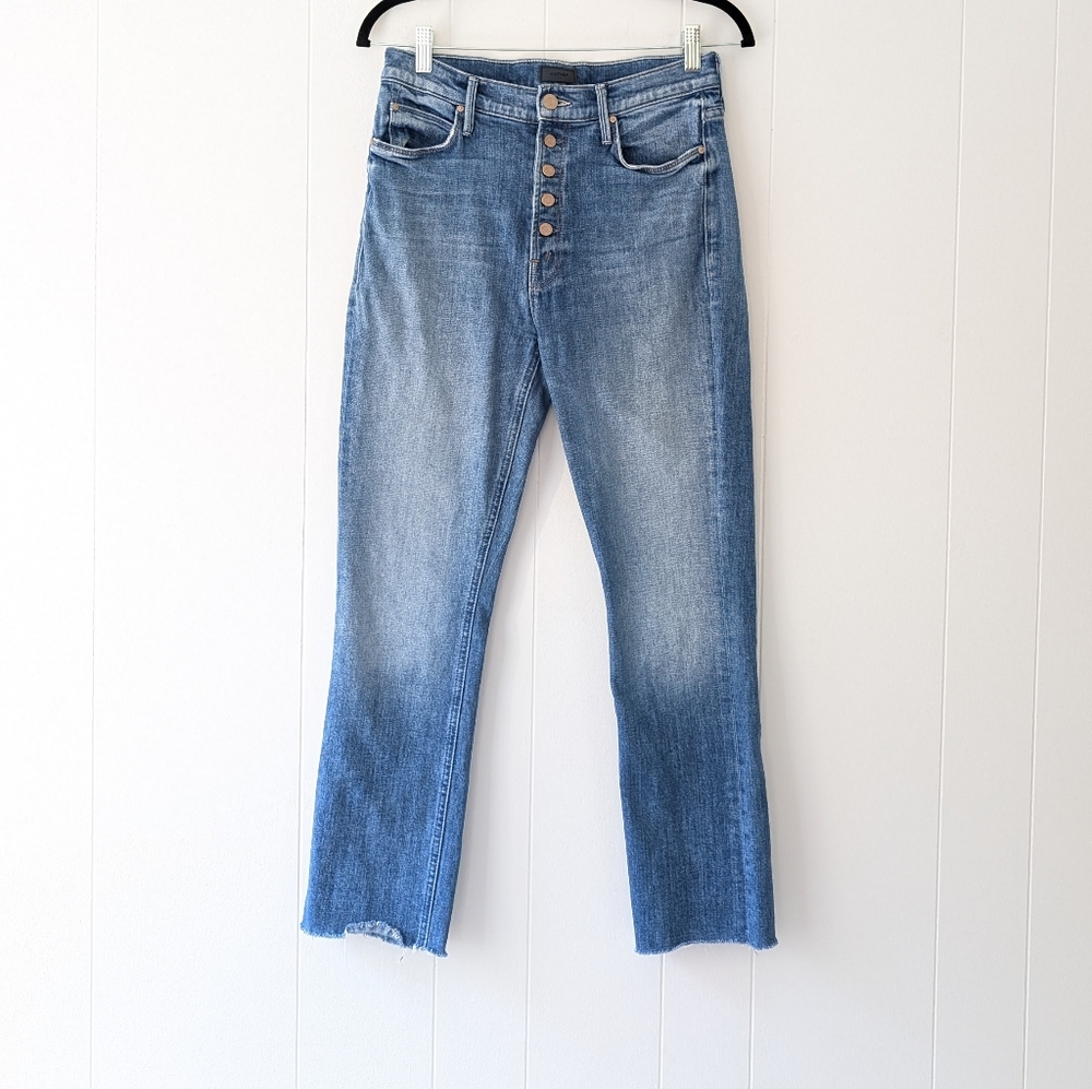 Mother Denim Pixie Dazzler Ankle Fray Sugar And Spice Jeans, size 28
